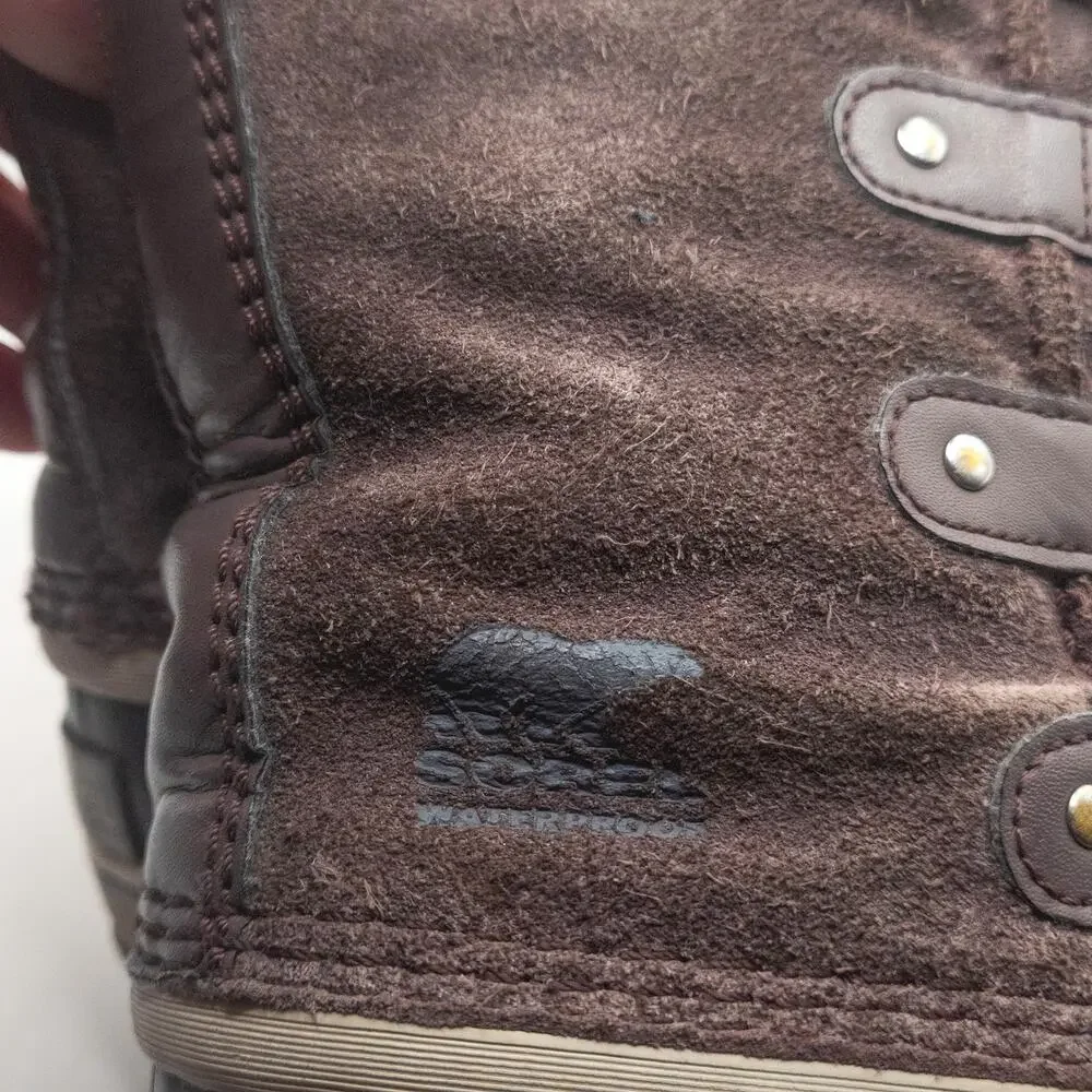 Sorel Winter Boots Kids Size 3 Brown Cozy Rustic Cabin Outdoor